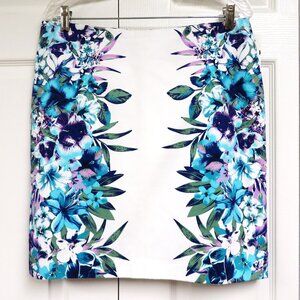 NWT Roz & Ali 12P White Floral Pencil Skirt